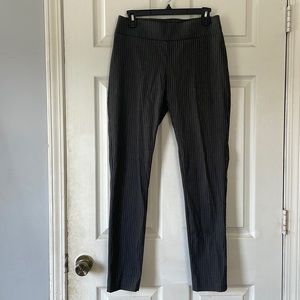 Apt9 grey black pin striped stretchy waist band career work business pants sz 6